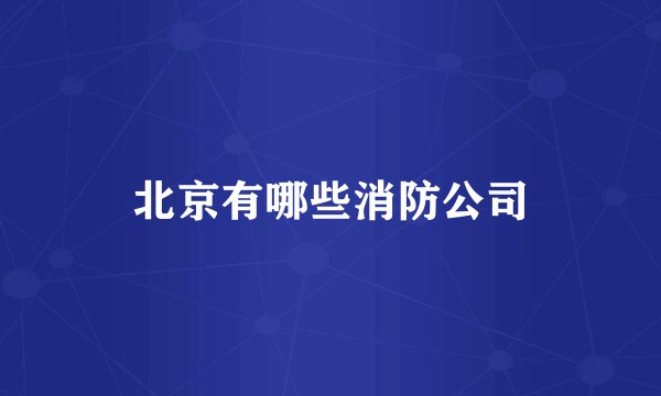 北京有哪些消防公司