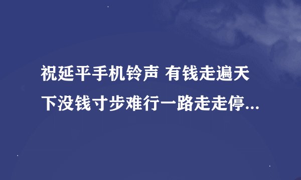 祝延平手机铃声 有钱走遍天下没钱寸步难行一路走走停停 歌名叫什么？？？