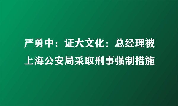 严勇中：证大文化：总经理被上海公安局采取刑事强制措施