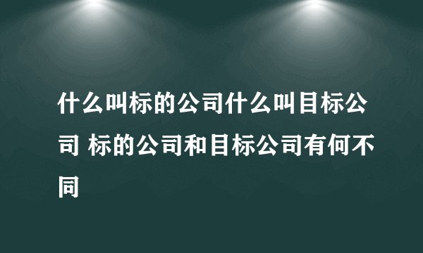 什么叫标的公司什么叫目标公司 标的公司和目标公司有何不同