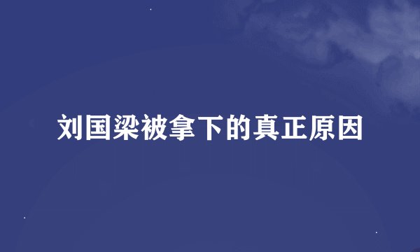 刘国梁被拿下的真正原因