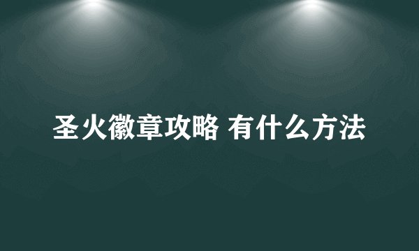 圣火徽章攻略 有什么方法