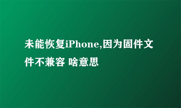未能恢复iPhone,因为固件文件不兼容 啥意思