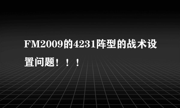 FM2009的4231阵型的战术设置问题！！！