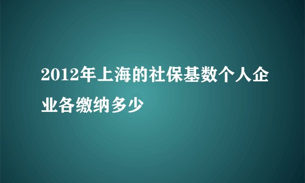 2012年上海的社保基数个人企业各缴纳多少