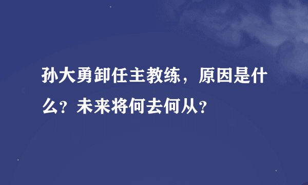 孙大勇卸任主教练，原因是什么？未来将何去何从？