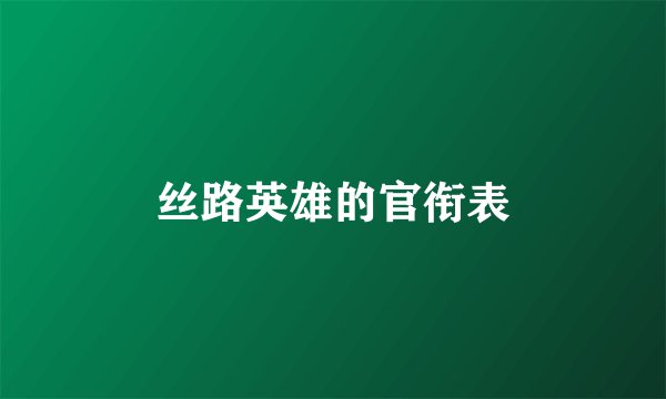 丝路英雄的官衔表