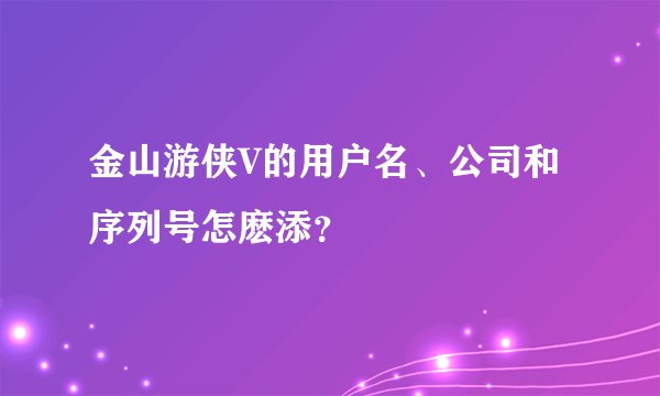 金山游侠V的用户名、公司和序列号怎麽添？