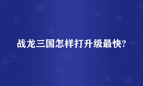 战龙三国怎样打升级最快?
