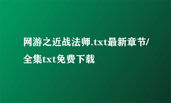 网游之近战法师.txt最新章节/全集txt免费下载