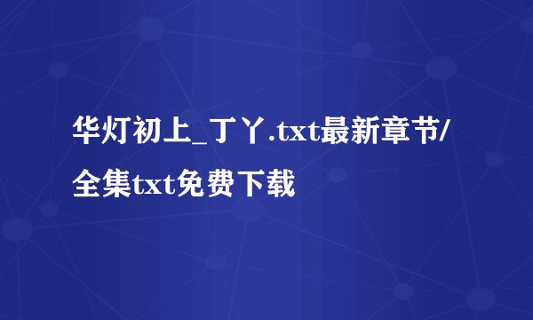 华灯初上_丁丫.txt最新章节/全集txt免费下载