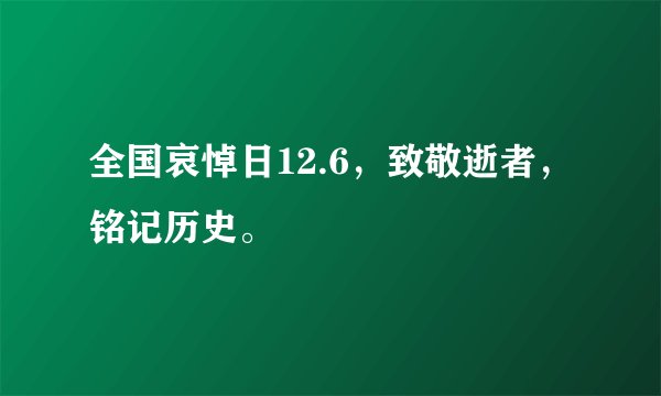 全国哀悼日12.6，致敬逝者，铭记历史。