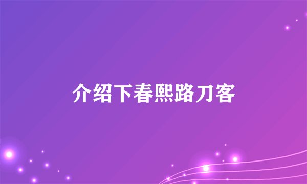 介绍下春熙路刀客