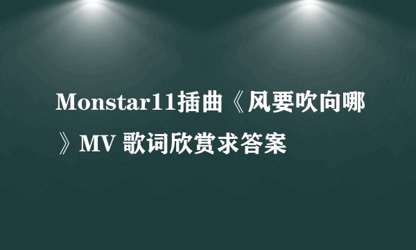 Monstar11插曲《风要吹向哪》MV 歌词欣赏求答案