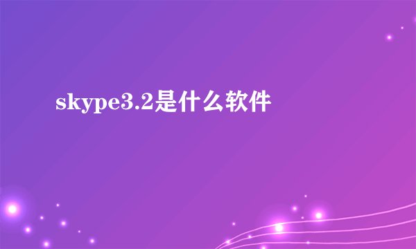 skype3.2是什么软件