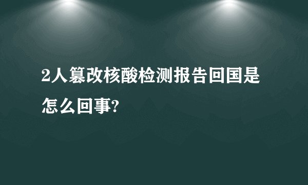 2人篡改核酸检测报告回国是怎么回事?