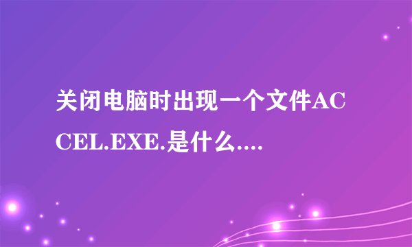 关闭电脑时出现一个文件ACCEL.EXE.是什么.可以删除吗?