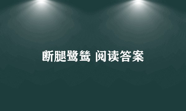 断腿鹭鸶 阅读答案