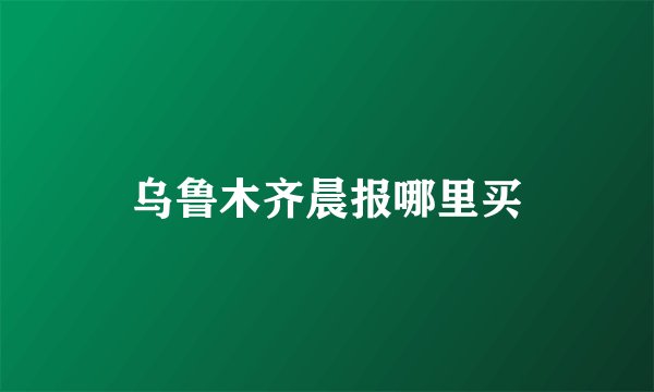 乌鲁木齐晨报哪里买