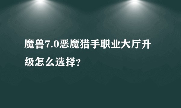 魔兽7.0恶魔猎手职业大厅升级怎么选择?