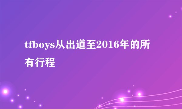 tfboys从出道至2016年的所有行程