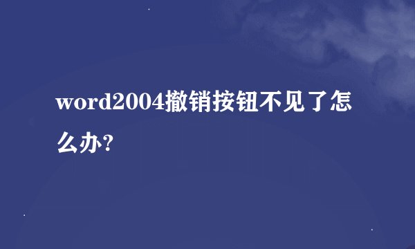 word2004撤销按钮不见了怎么办?