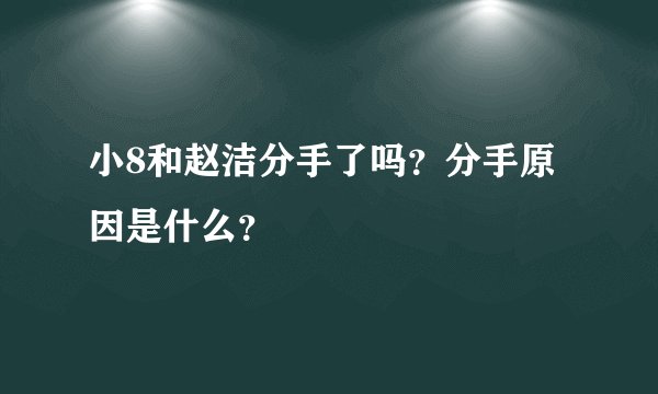 小8和赵洁分手了吗？分手原因是什么？