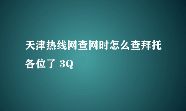 天津热线网查网时怎么查拜托各位了 3Q