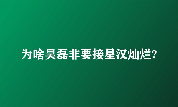 为啥吴磊非要接星汉灿烂?