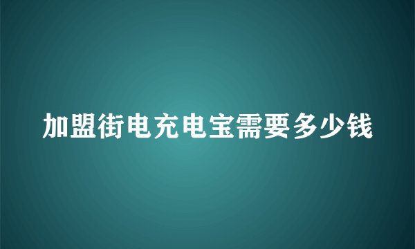 加盟街电充电宝需要多少钱