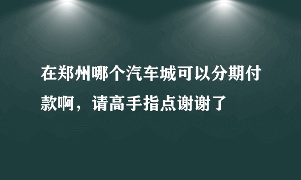 在郑州哪个汽车城可以分期付款啊，请高手指点谢谢了
