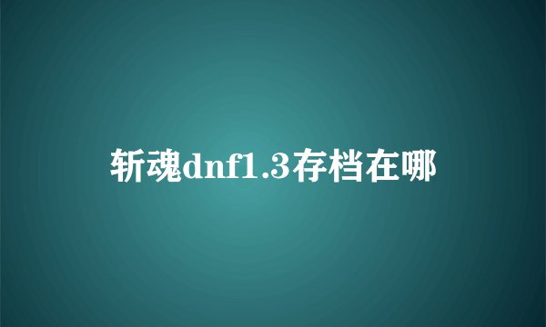 斩魂dnf1.3存档在哪