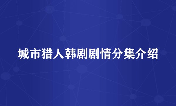 城市猎人韩剧剧情分集介绍
