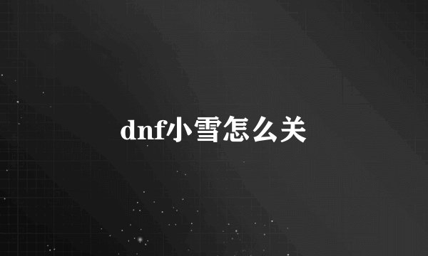 dnf小雪怎么关