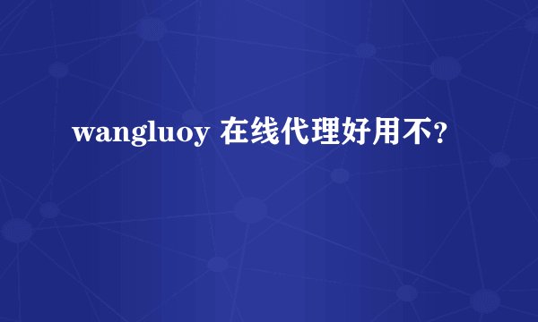 wangluoy 在线代理好用不？