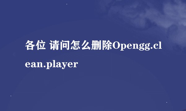 各位 请问怎么删除Opengg.clean.player