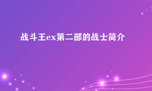 战斗王ex第二部的战士简介
