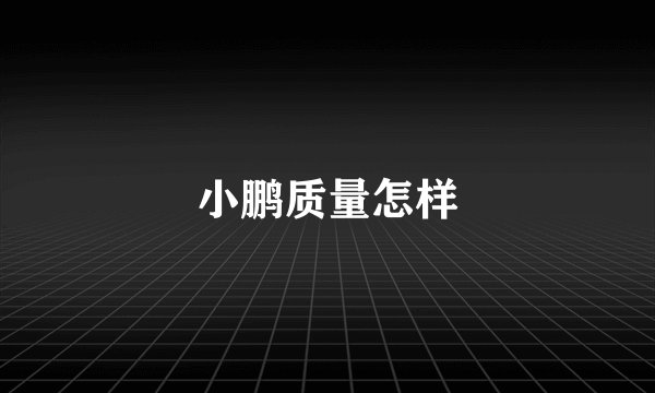 小鹏质量怎样