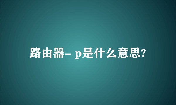 路由器- p是什么意思?