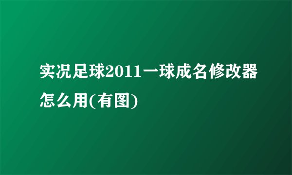 实况足球2011一球成名修改器怎么用(有图)
