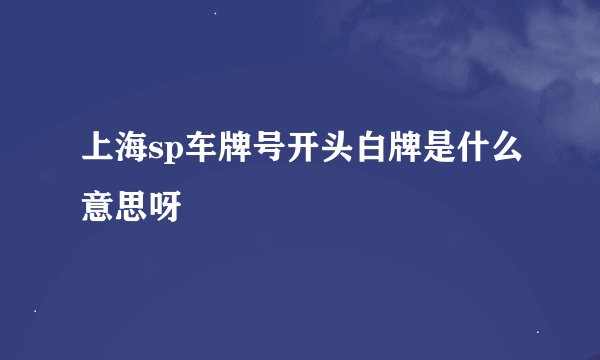 上海sp车牌号开头白牌是什么意思呀