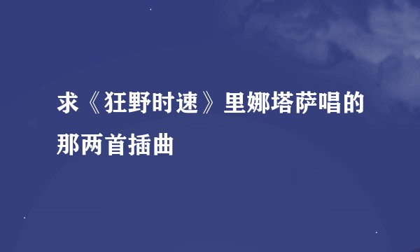求《狂野时速》里娜塔萨唱的那两首插曲