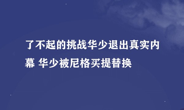 了不起的挑战华少退出真实内幕 华少被尼格买提替换