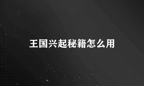 王国兴起秘籍怎么用
