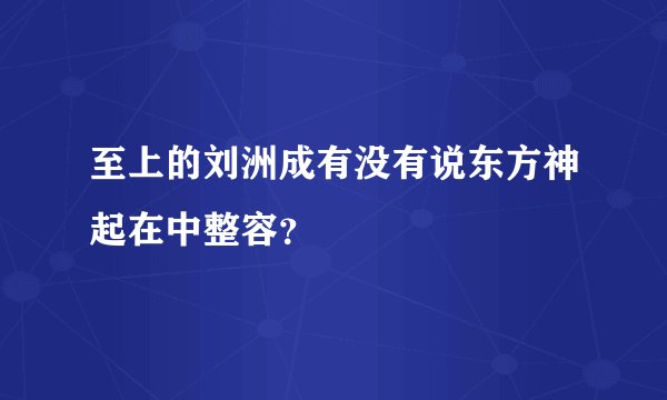 至上的刘洲成有没有说东方神起在中整容？