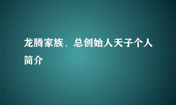 龙腾家族、总创始人天子个人简介