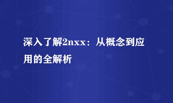 深入了解2nxx：从概念到应用的全解析