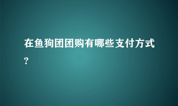 在鱼狗团团购有哪些支付方式?