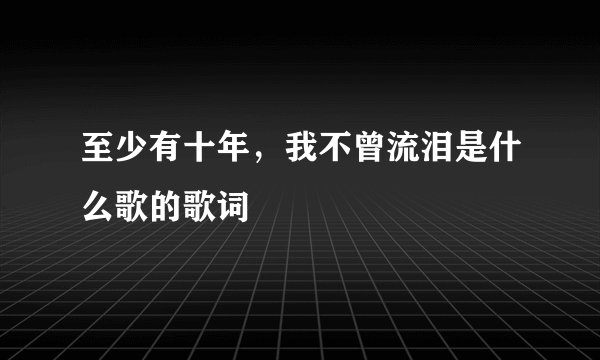 至少有十年，我不曾流泪是什么歌的歌词