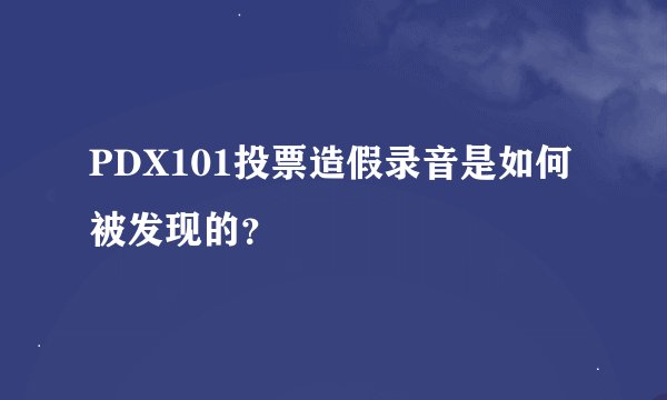 PDX101投票造假录音是如何被发现的？
